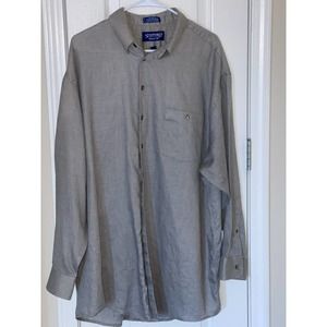 Stafford Button Up Shirt Men's Size 17.5 34/35 Long‎ Sleeve Brown Relaxed Fit